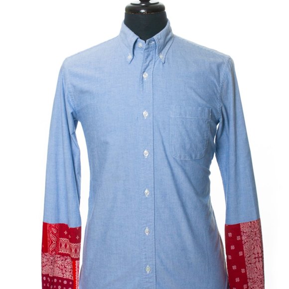 Sophnet Blue Bandana Panel Oxford Shirt - Picture 7 of 9